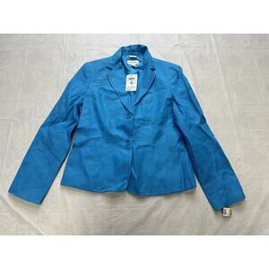 NWT Talbots Jacket Women’s 6 Blue Irish Linen Blazer 2 Buttons